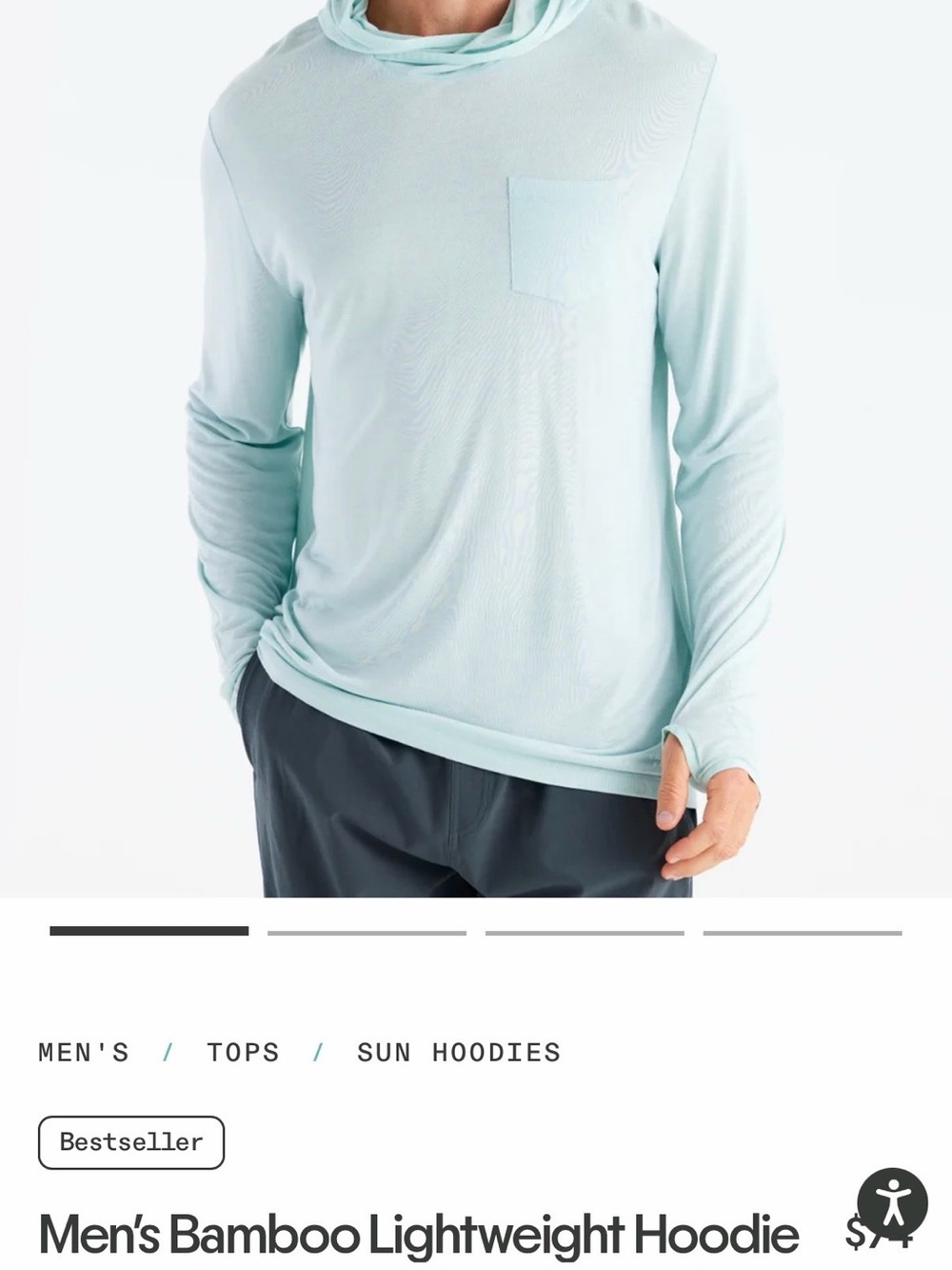 Freefly Bamboo Sun Shirt with hood  size Medium